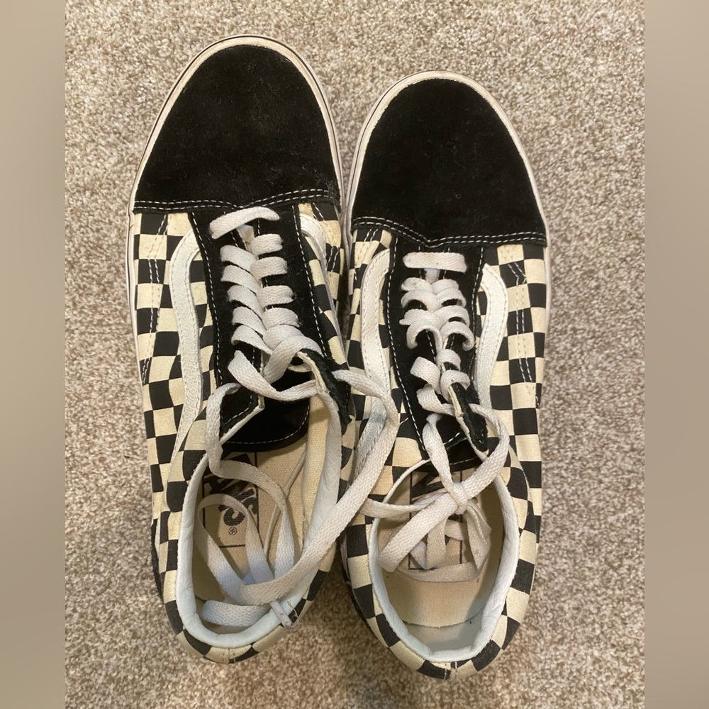 Vans, EUC Checkered Black and White Sneakers, 8